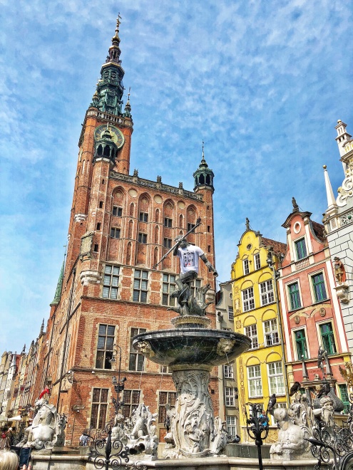 Neptúnova fontána, Mestská radnica, Gdansk, severné Poľsko